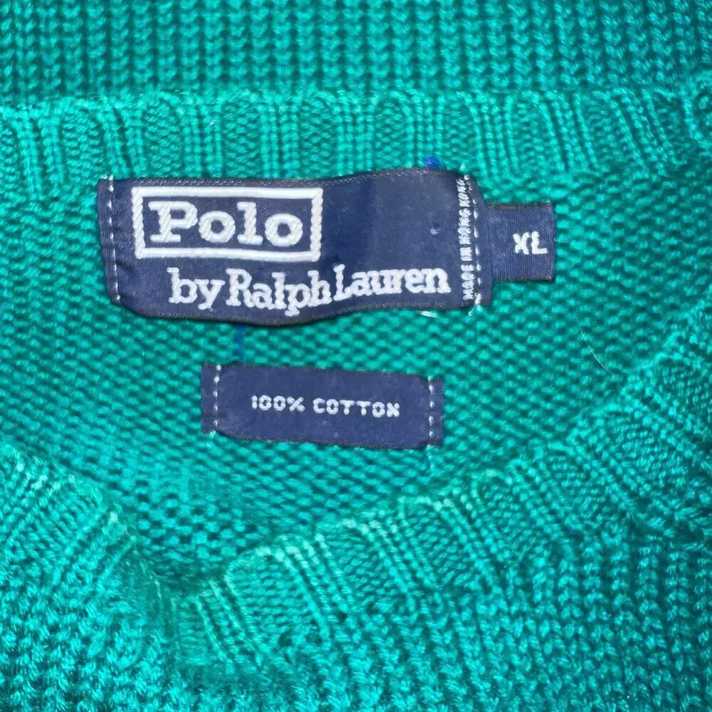 Polo Ralph Lauren men’s‎ XL crewneck long sleeve cable net vintage 80s sweater ￼